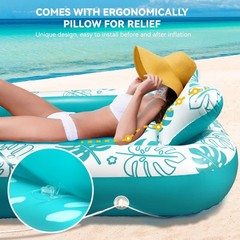 Inflatable Tanning Pool Lounger Float with Cervical Pillow – Pool Floats Adul…