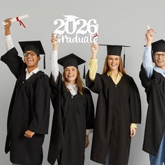 2026 Graduation Party Decorations Wooden Sign White Photo Booth Prop High Sch…