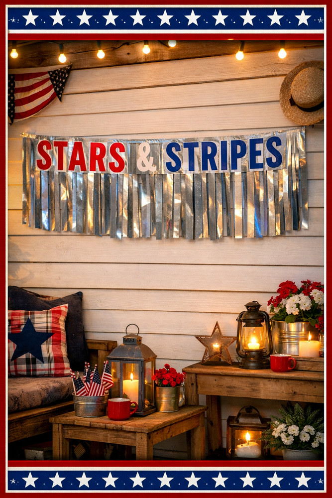 Stars & Stripes Shine — Patriotic Foil Banner (6 FT) – 4th of July