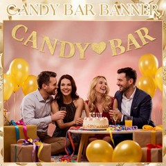 Pre Strung Candy Bar Glitter Banner Candy Bar Sign for Birthday Party, Baby S…