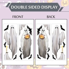 JarThenaAMCS Extra Large Halloween Ghost Window 13.8 x 35.4 inch, Multicolor