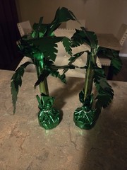 2 Palm Tree Centerpiece Or balloon weight metallic green