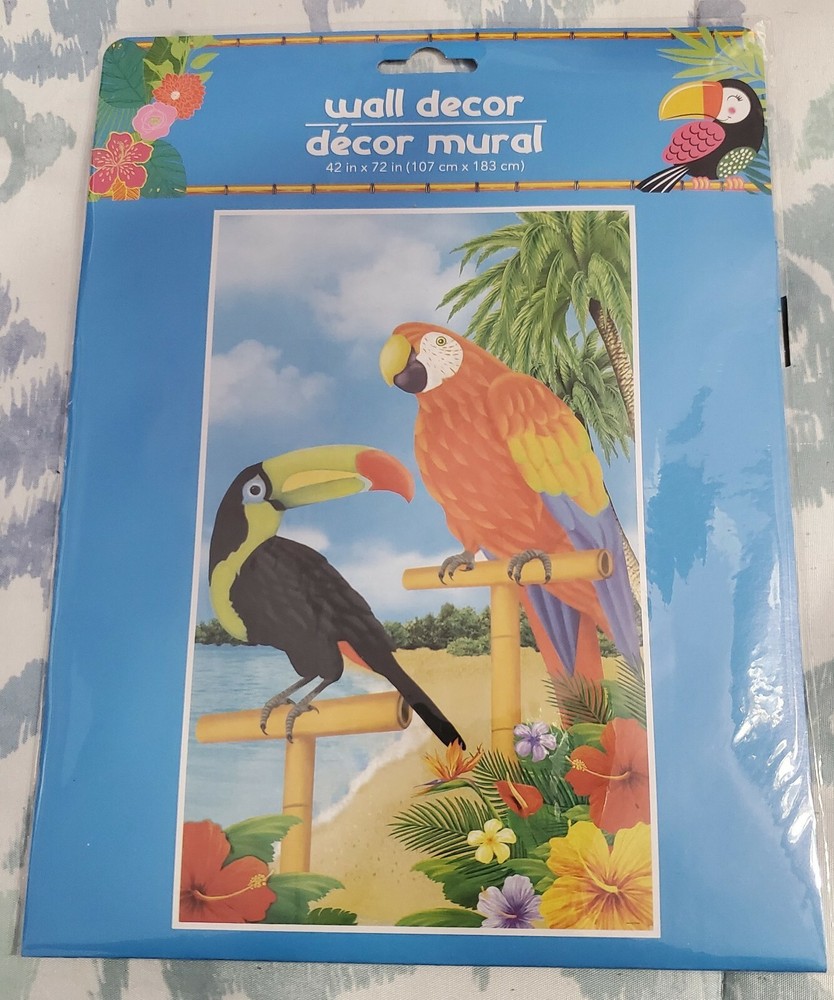 Luau Tiki Encanto Wall Decor Mural Party Decorations 72″ Toucan Tropical Parrot