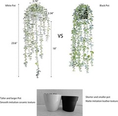 Decorative Hanging Plants for Shelf, Faux Ivy Eucalyptus Small, Light Green