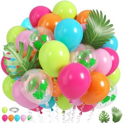 Tropical Balloons, 50 Pcs Teal Blue Orange Hot Pink Pastel Light Green Balloo…