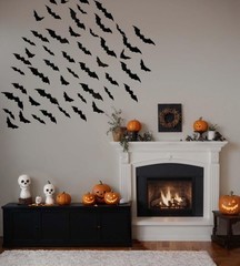 100pc 3D Halloween Bat Wall Decor Glow in Dark Fangs Indoor Outdoor Party
