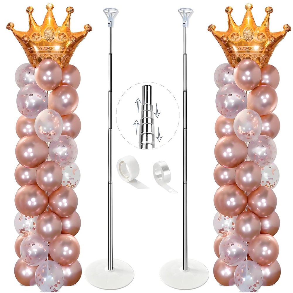 Balloon Column Stand Kit Set of 2, 7ft Height Adjustable Balloon Arch Kit, Me…