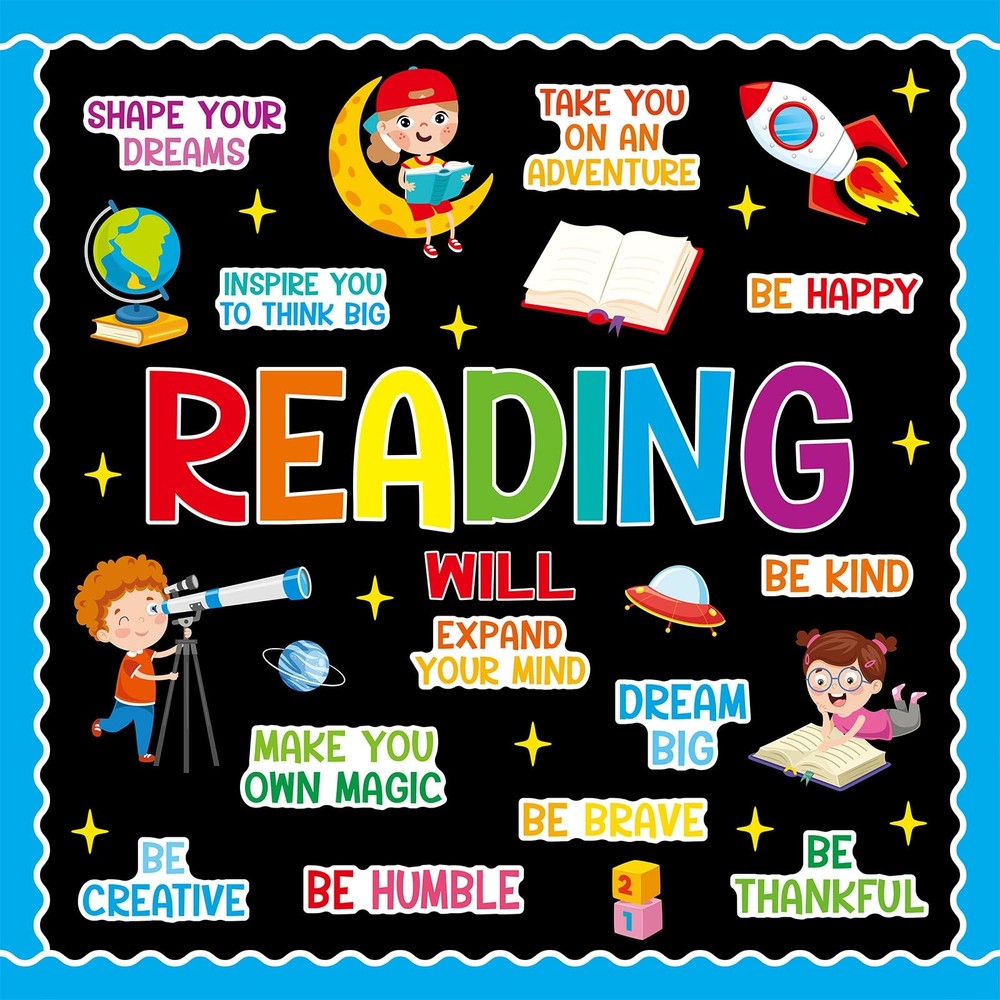 Reading Bulletin Board Decorations Set Colorful Inspirational Classroom Planet