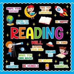 Reading Bulletin Board Decorations Set Colorful Inspirational Classroom Planet