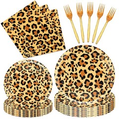 96 Pcs Leopard Print Party Decorations for Adults, Cheetah Print Birthday