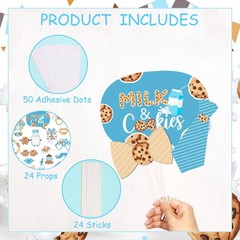 24 PCS Milk Cookies Theme Photo Props One Sweet 1st Birthday Party Decorations