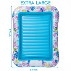 Tanning Pool Lounger Float, 87″ x 63″ Pool Floats Adult with Headrest & Drink…