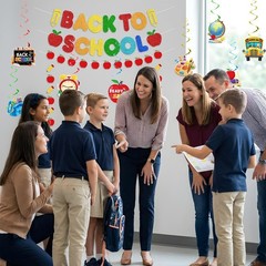 Pre-Strung Back to School Banner with Hanging Swirls – Perfect Classroom Decor