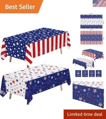 Disposable Stars & Stripes Tablecloth Set – Easy Cleanup for Patriotic Picnics