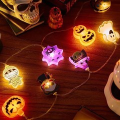 Halloween LED String Lights Pumpkin Ghost Spider Web Outdoor Indoor Party Decor