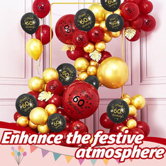 60Th Birthday Balloons 12Pcs Red Black and Gold Happy 60Th Birthday Latex Confet