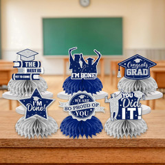 12Pcs Graduation Table Decorations,Silver and Navy Blue Graduation Decorations 2