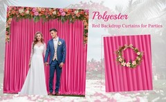 8x10FT Hot Pink Backdrop Curtains for Wedding Parties, Wrinkle Polyester Fuchsia