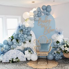 Dusty Blue Balloon Arch Kit Fathers Day Slate Light Pastel Blue Beige Cream S…