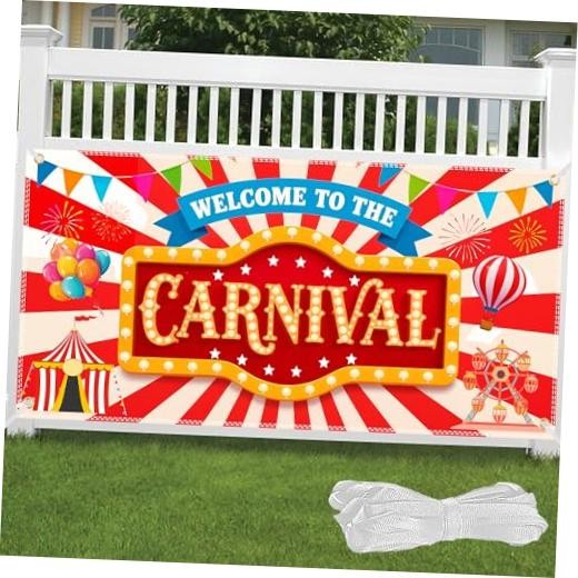Carnival Backdrop 71×35 Inch Welcome to the Carnival Banner – Circus Carnival