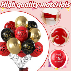 60Th Birthday Balloons 12Pcs Red Black and Gold Happy 60Th Birthday Latex Confet
