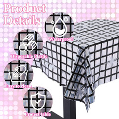 2 Pack Disco Tablecloth Party Decorations, Holographic Silver Glitter Plastic Ta