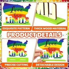 6 Pcs Pride Month Rainbow Table Wooden Decorations Lgbt Centerpieces Gay Prid…
