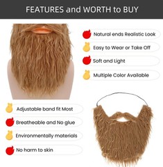 Fake Beard Costume, Costume Beard and Mustache Halloween Cosplay Party for Ad…