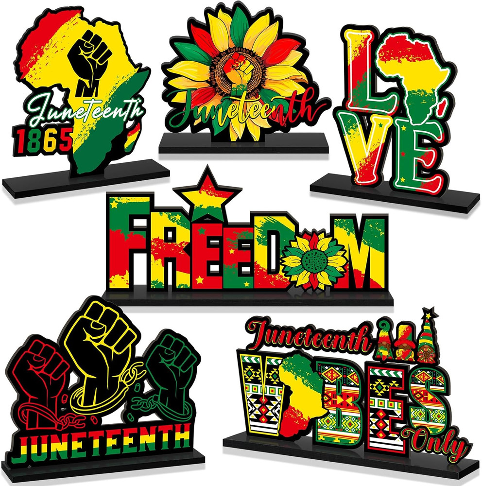 6 Pcs Juneteenth Table Decorations Black History Month Wooden Centerpieces Afric