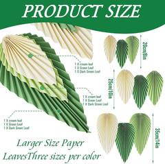 Paper Fans Party Decorations Green Paper Leaves for Decoration Paper Palm Leaves