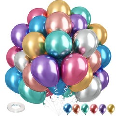 Metallic Balloons, 12 Inch Rainbow Chrome Balloons, 35Pcs Assorted Colors Mul…