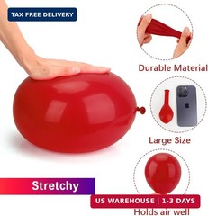 Red White and Blue Balloons, 60pcs 4th of July Patriotic Balloons, 12 Inches Red