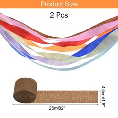 Brown Crepe Paper Streamers Sheets 2 Roll 1.8 Inch x 82 Ft Party Decoration