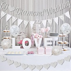 Luxury 60th Diamond Anniversary Party Decorations: Banners, Balloons & Ribbons