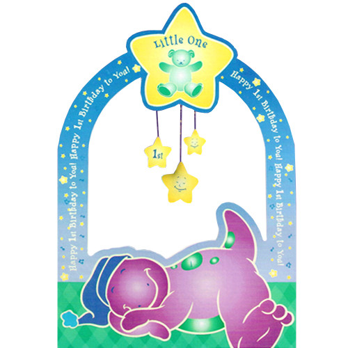BARNEY 1st BIRTHDAY PHOTO HOLDER CENTERPIECE ~ First Party Supplies Decoration