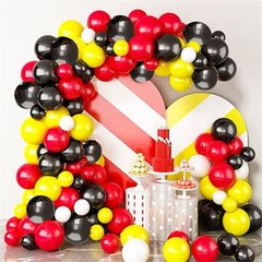 Red Black Yellow Balloon, Black with Printed Balloons, 50pcs 50 count Cartoon