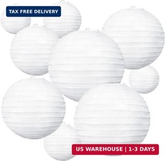BEISHIDA 10Pcs White Paper Lanterns Decorative Chinese/Japanese Hanging Round Pa