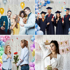 White Foil Fringe Backdrop Curtain 2 Pack 3.3X8.2 Ft, White Tinsel Streamers Bir