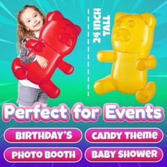 24″ Inflatable Gummy Bears (Pack of 6) Huge Blow Up Pool Toys, Fun Photo Boot…