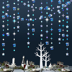 Iridescent 15Th Birthday Decorations Number 15 Circle Dot Twinkle Star Garland M