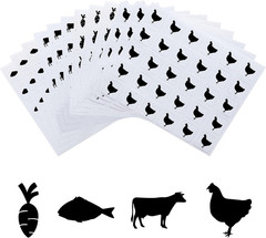 2400Pcs 0.5 Inch Silver Meal Stickers – Cow/Chicken/Fish/Carrot Design