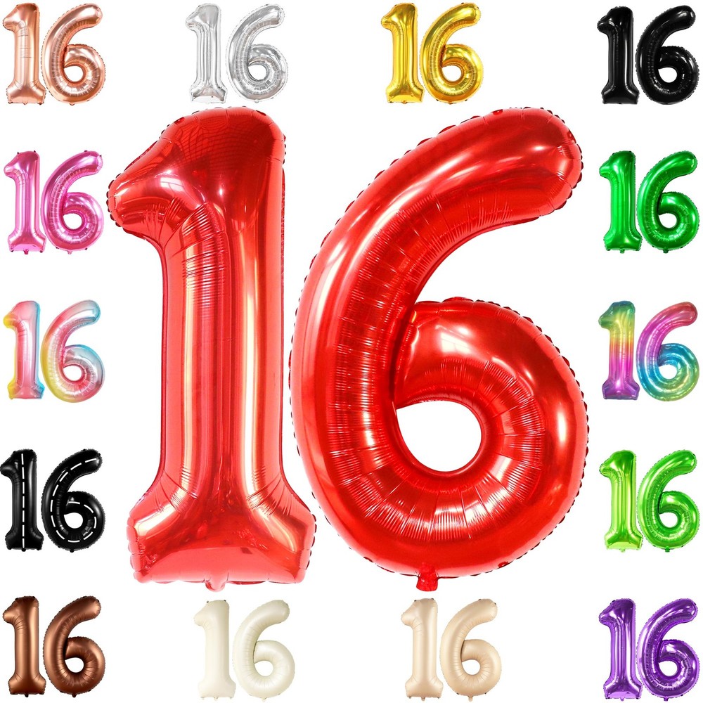 , Red 16 Number Balloons – Huge, 40 Inch | 16th Birthday Balloons Red for 16t…