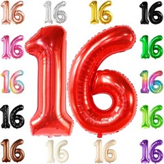 , Red 16 Number Balloons – Huge, 40 Inch | 16th Birthday Balloons Red for 16t…