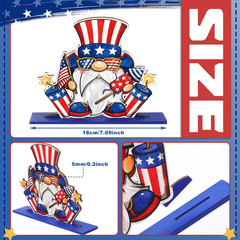 6 Pcs 4th of July Wooden Table Decorations, Patriotic Table Centerpieces, Red Wh