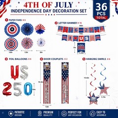 Generic Us 250Th Anniversary Decorations Set 4Th Of July Decoration Red White