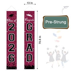 2026 Graduation Decorations, Banner Class of Maroon and Black