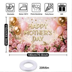 Mother Day Backdrop Banner Pink Flowers Balloon Happy Mothers Day Decorations Ba