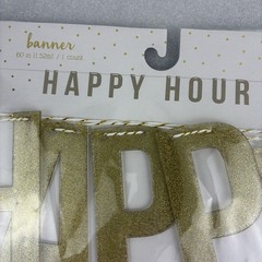 Target Happy Hour & cocktails Plastic Gold Sparkle Banners on String 60″ NEW