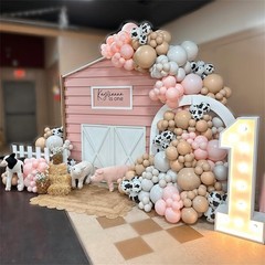 Cow Print Balloons, 60PCS Pastel Pink Cow Print Latex Balloons, Pink Cream Be…
