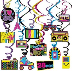 Vibrant 28PCS 80s Hanging Swirls for Birthday and Bachelorette Parties